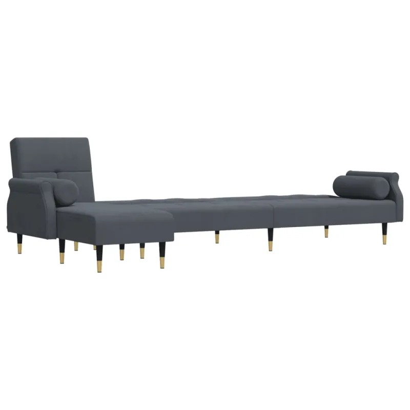 L formos sofa-lova, tamsiai pilka, 271x140x70cm, aksomas