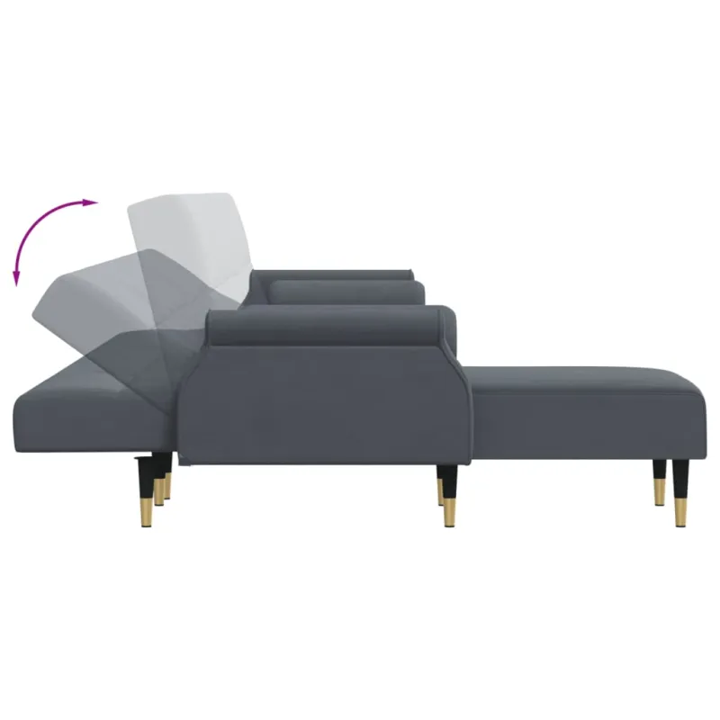 L formos sofa-lova, tamsiai pilka, 271x140x70cm, aksomas