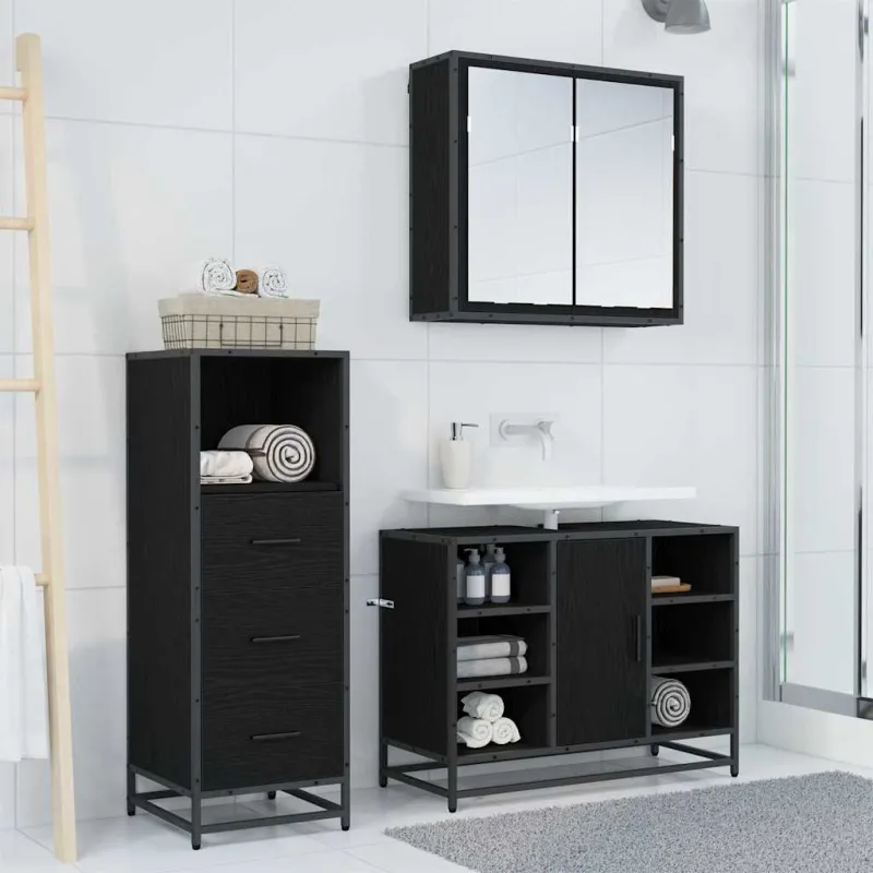 Vonios baldų rinkinys 3 pcs Senovinis medis Apdirbta mediena