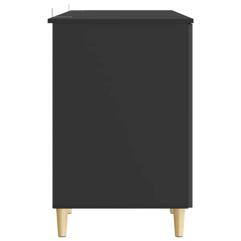Stalas su lentyna Juoda 142,5 x 50 x 75 cm Apdirbta mediena