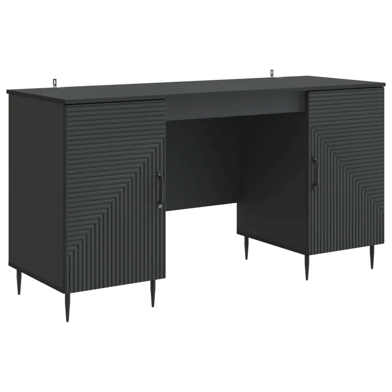 Stalas su lentyna Juoda 142,5 x 50 x 75 cm Apdirbta mediena