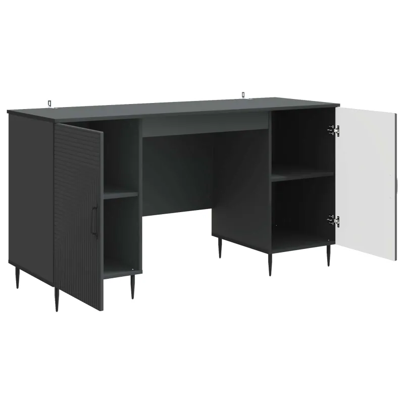 Stalas su lentyna Juoda 142,5 x 50 x 75 cm Apdirbta mediena