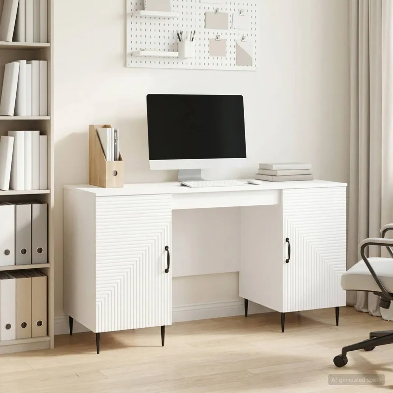Stalas Itin blizgi balta 142,5 x 50 x 75 cm Apdirbta mediena