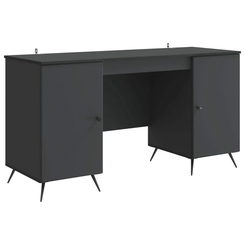 Stalas su lentyna Juoda 142,5 x 50 x 75 cm Apdirbta mediena