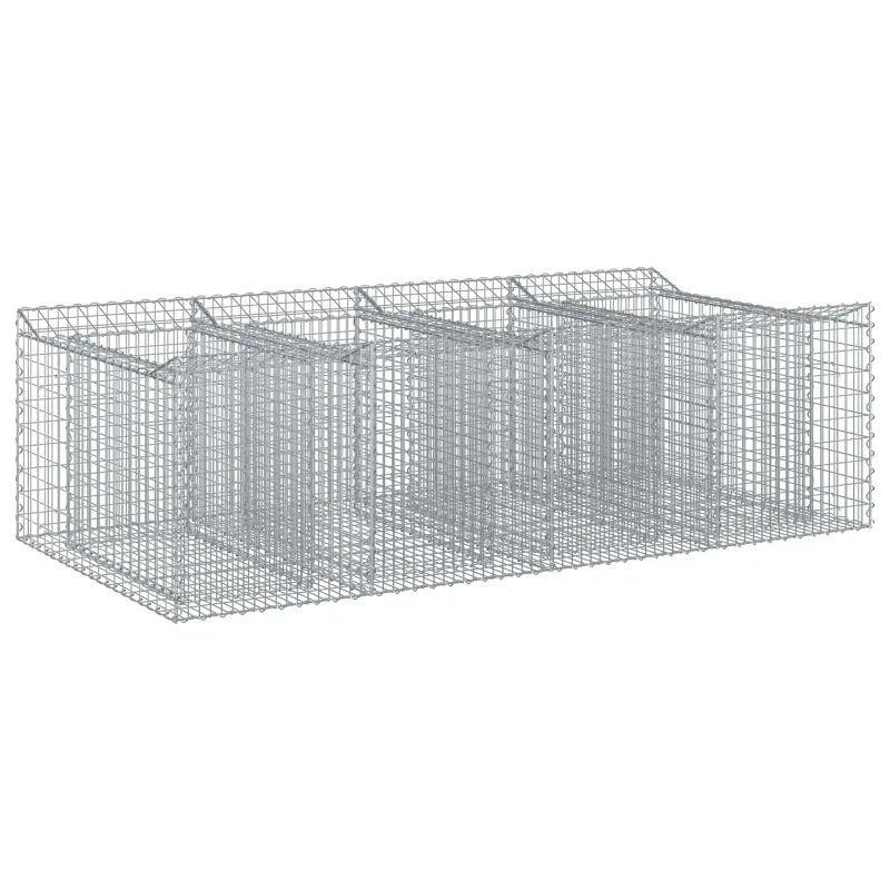 Gabioninė pakelta lova 2 pcs Sidabrinė