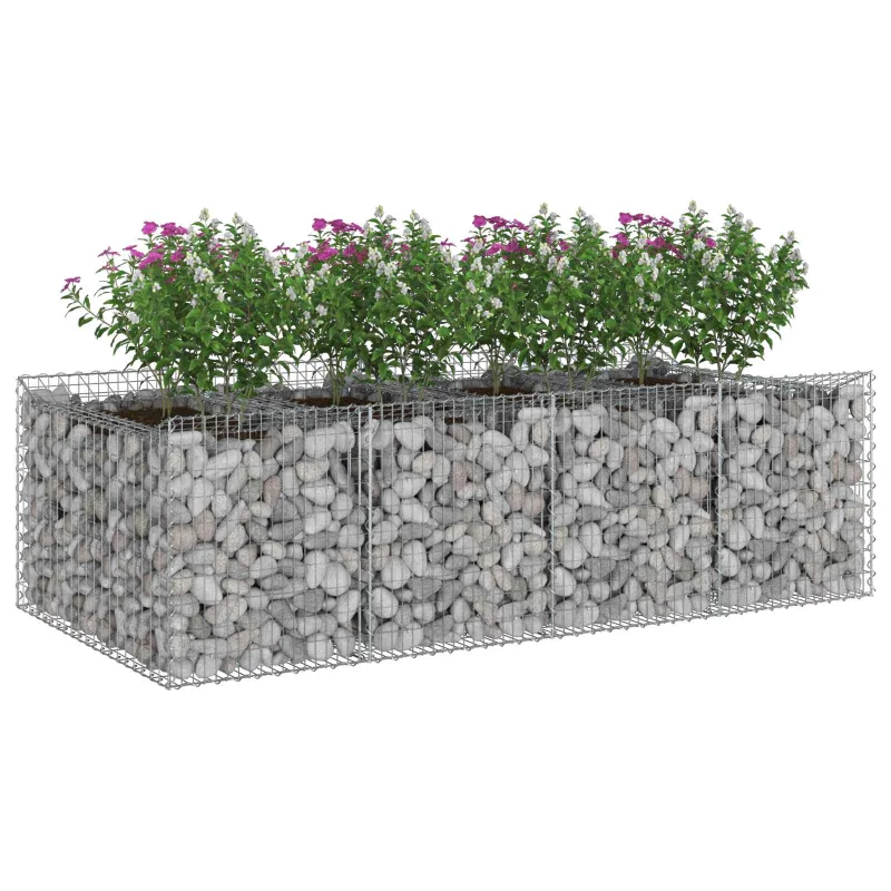 Gabioninė pakelta lova 2 pcs Sidabrinė