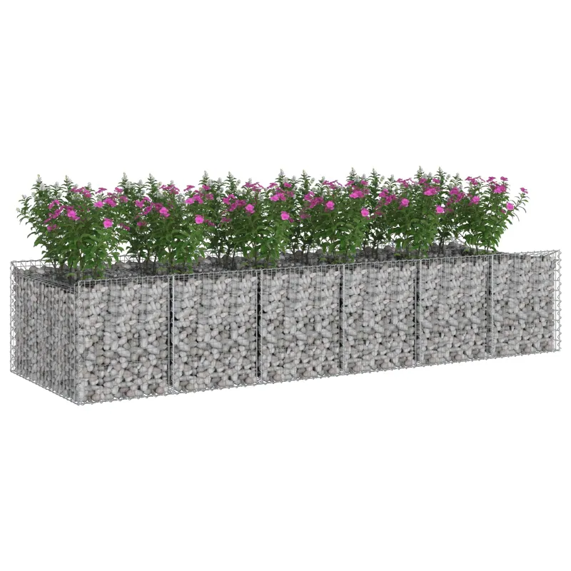 Gabioninė pakelta lova 2 pcs Sidabrinė