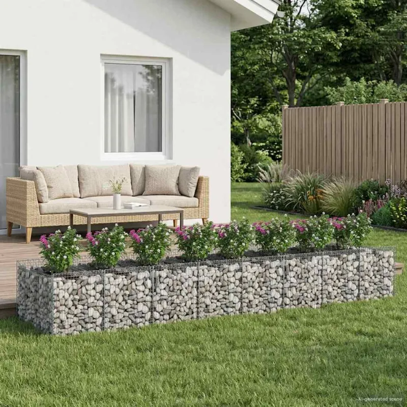 Gabioninė pakelta lova 3 pcs Sidabrinė