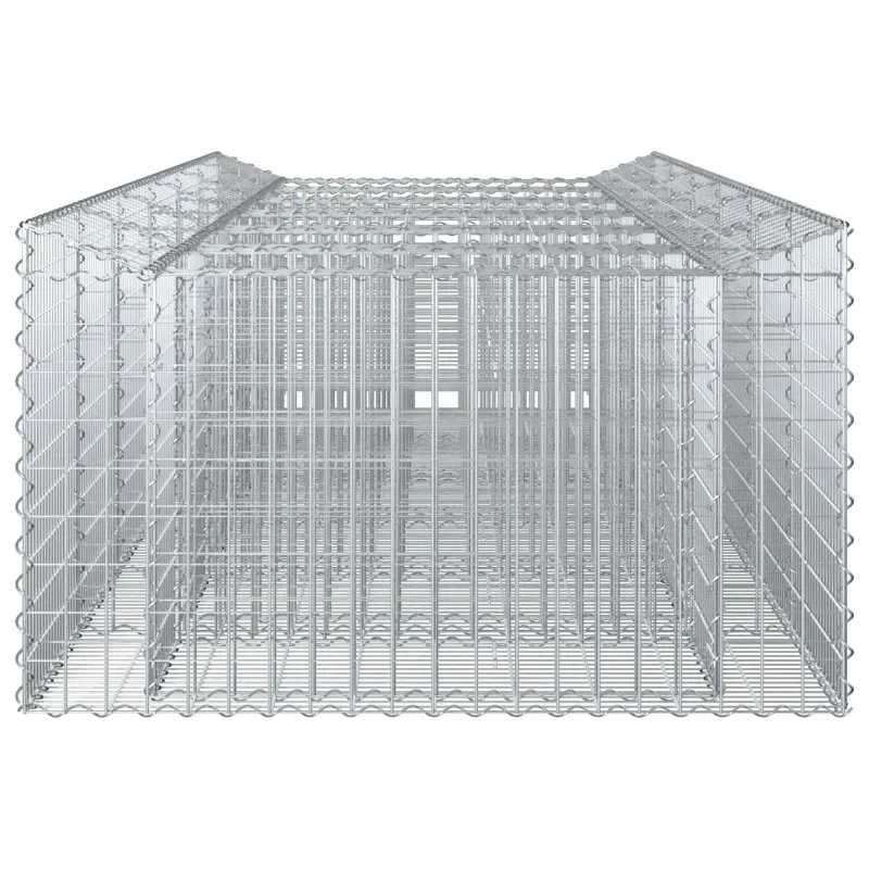 Gabioninė pakelta lova 3 pcs Sidabrinė