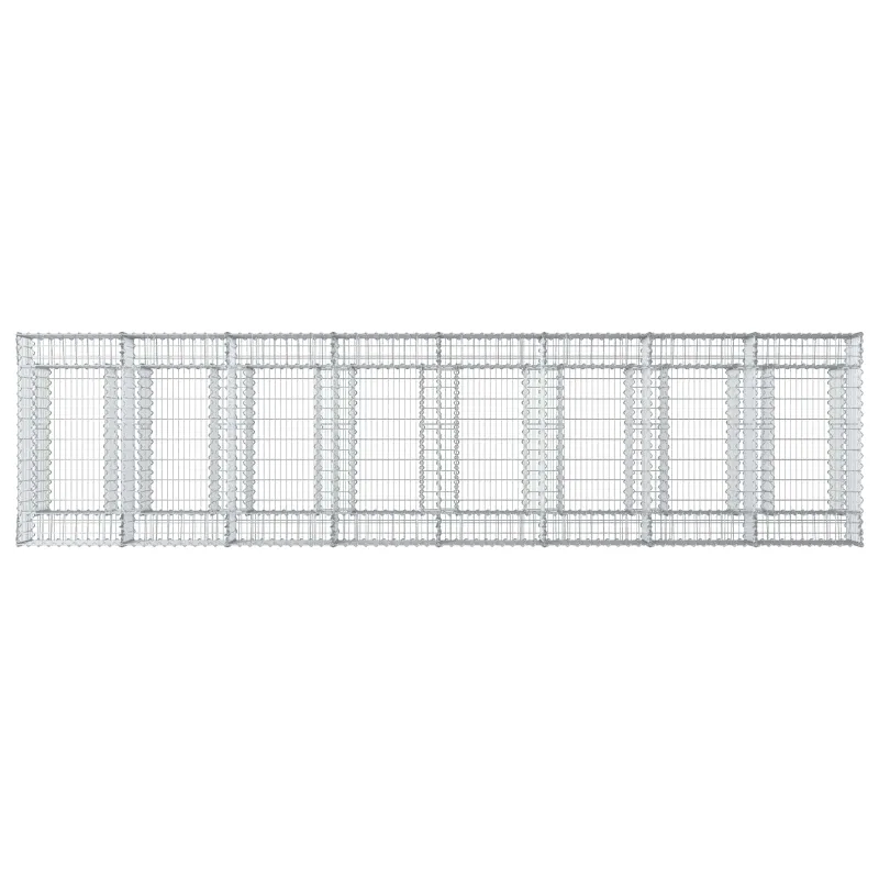 Gabioninė pakelta lova 3 pcs Sidabrinė