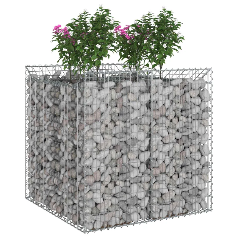 Gabioninė pakelta lova 2 pcs Sidabrinė
