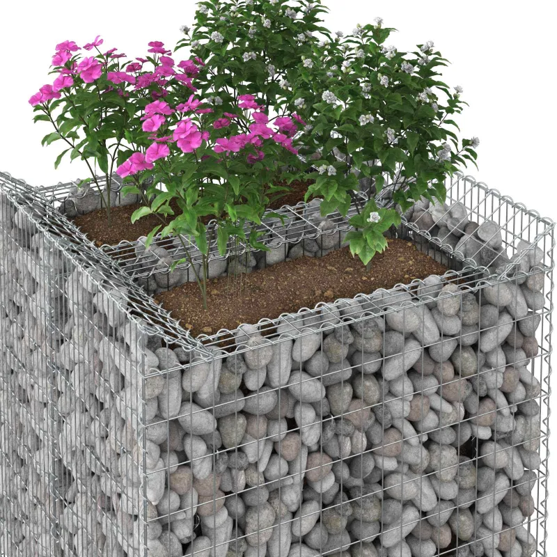 Gabioninė pakelta lova 2 pcs Sidabrinė