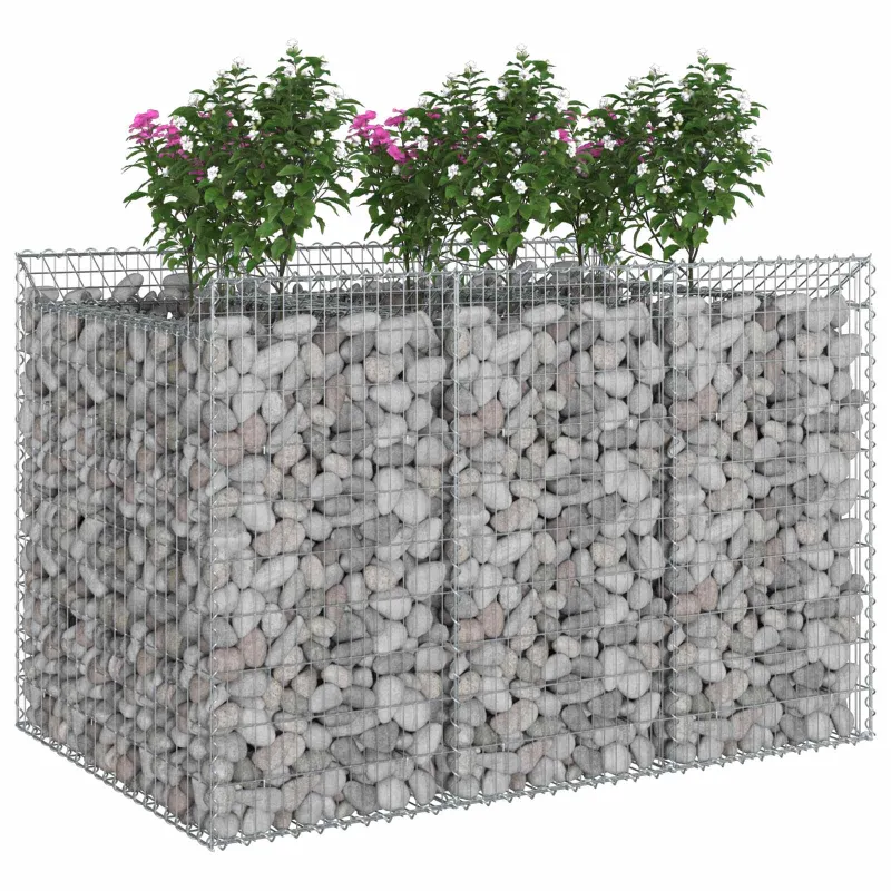 Gabioninė pakelta lova 2 pcs Sidabrinė