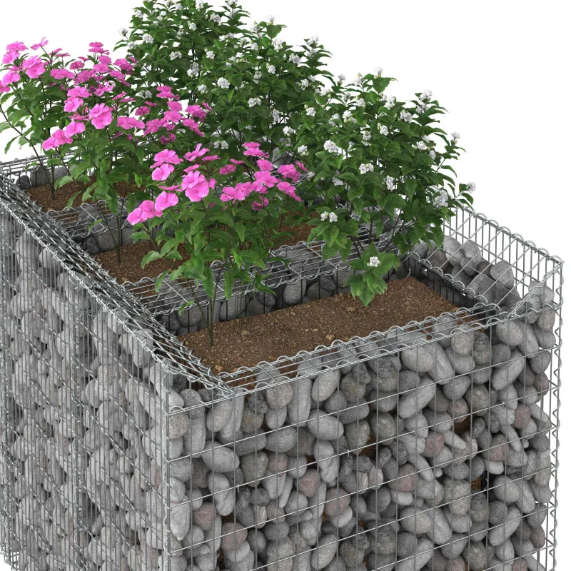 Gabioninė pakelta lova 2 pcs Sidabrinė