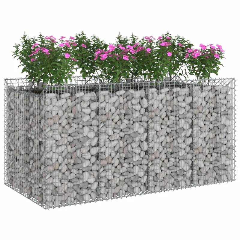 Gabioninė pakelta lova 2 pcs Sidabrinė