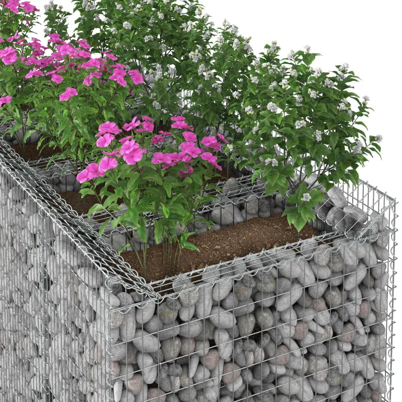 Gabioninė pakelta lova 2 pcs Sidabrinė