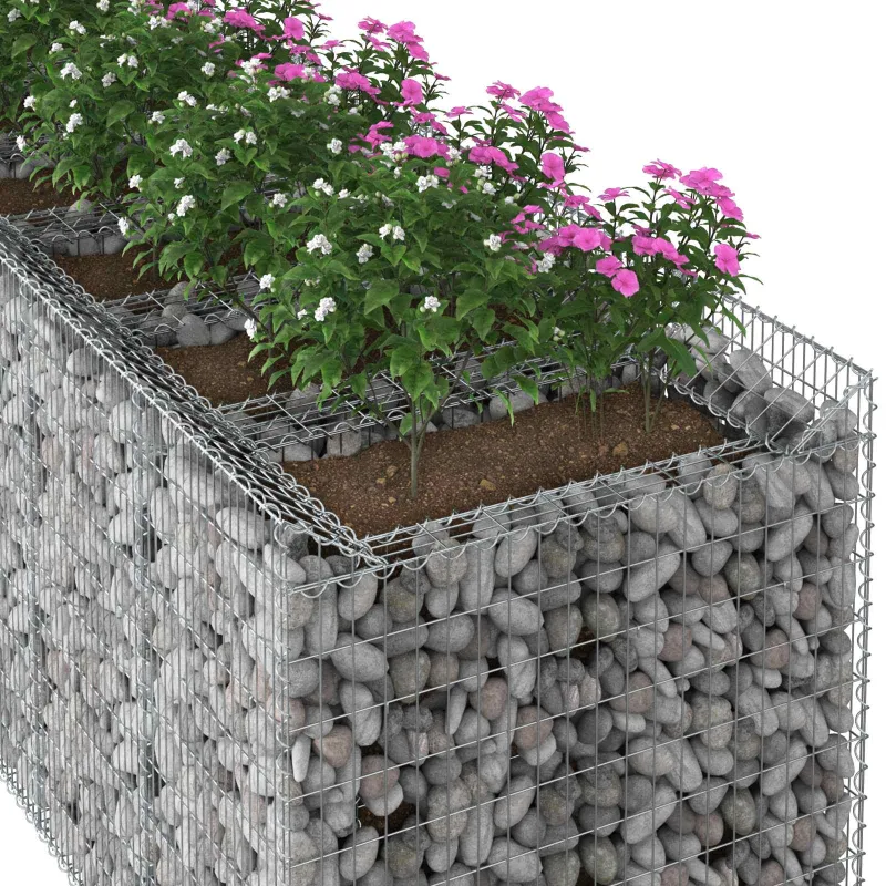 Gabioninė pakelta lova 3 pcs Sidabrinė