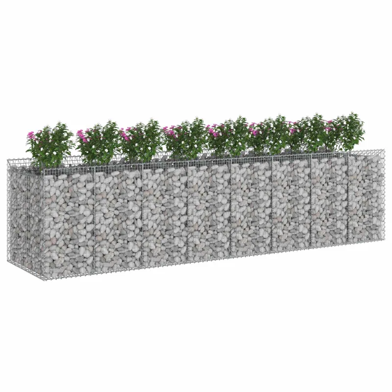 Gabioninė pakelta lova 4 pcs Sidabrinė