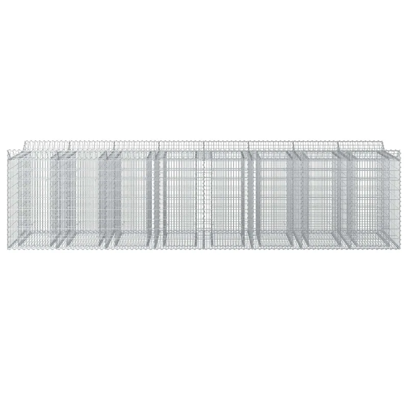 Gabioninė pakelta lova 4 pcs Sidabrinė
