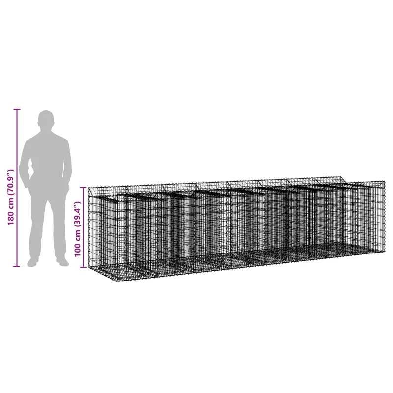 Gabioninė pakelta lova 4 pcs Sidabrinė
