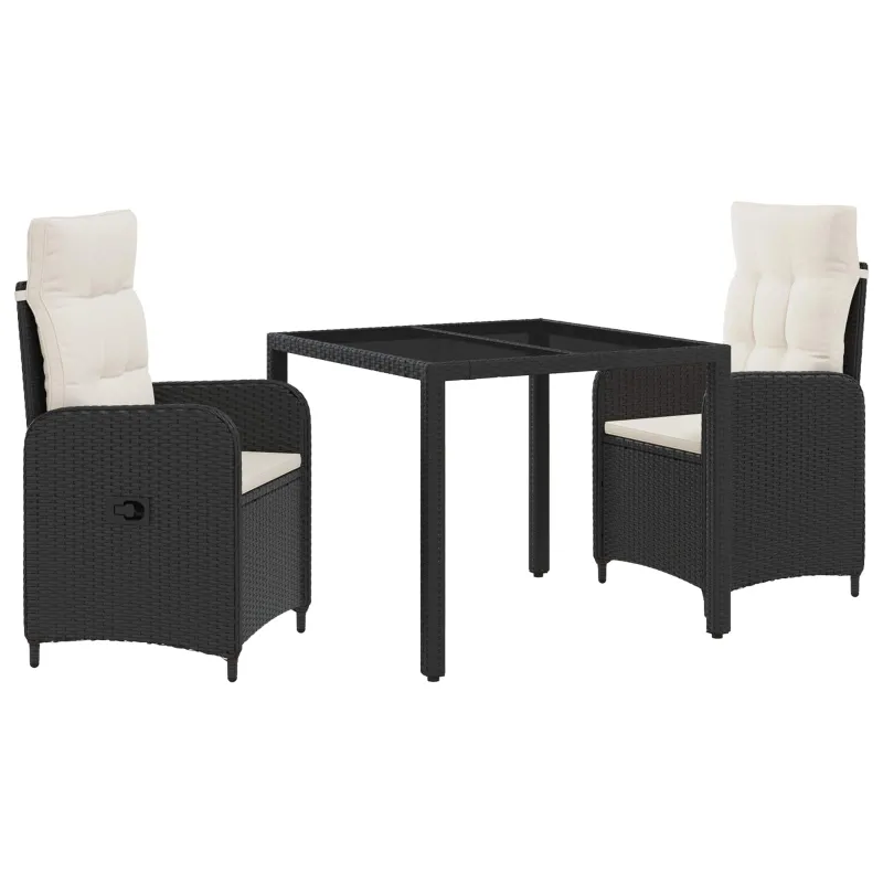 Lauko valgomojo komplektas 3 pcs Juoda ir kreminė balta