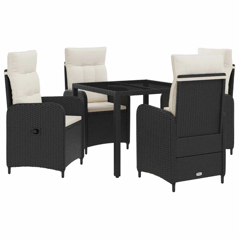 Lauko valgomojo komplektas 5 pcs Juoda ir kreminė balta