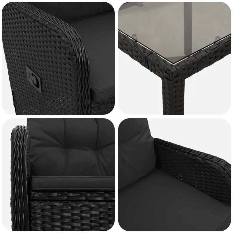 Lauko valgomojo komplektas 5 pcs Juoda 150 x 90 x 75 cm