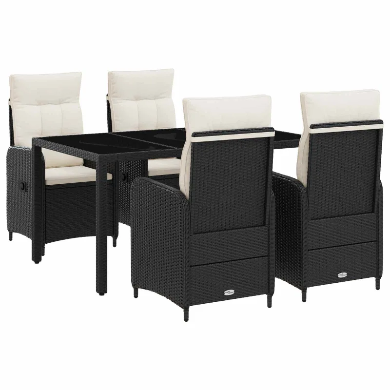 Lauko valgomojo komplektas 5 pcs Juoda ir kreminė balta