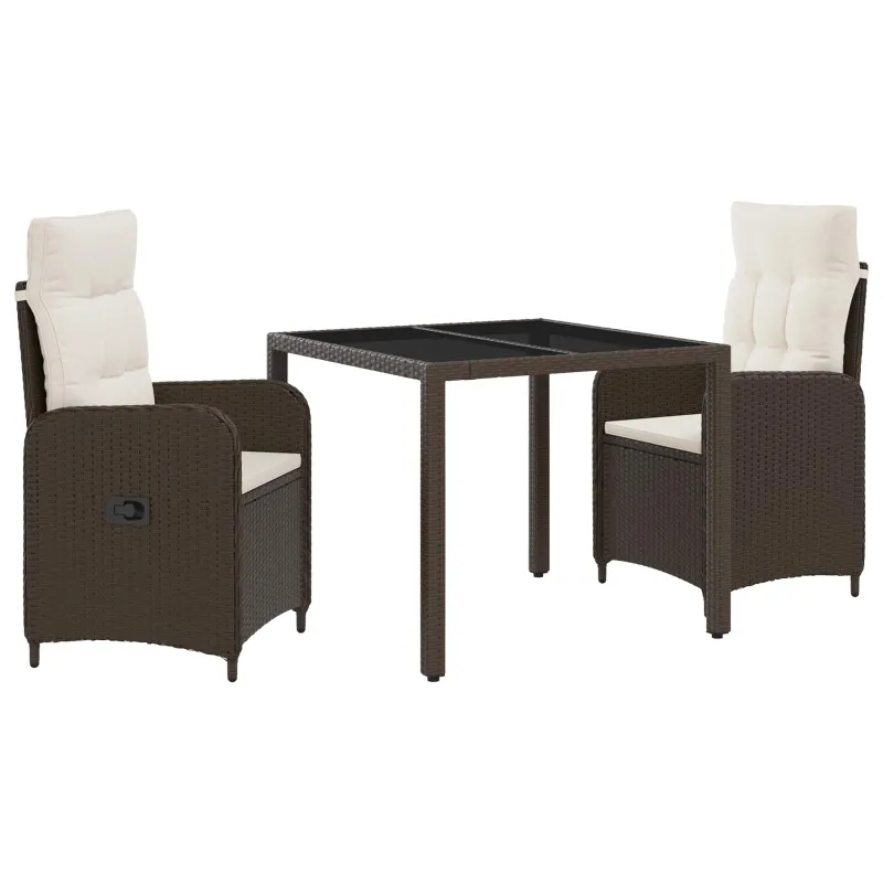 Lauko valgomojo komplektas 3 pcs Ruda ir Kremavimo Balta