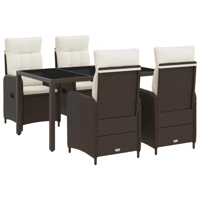 Lauko valgomojo komplektas 5 pcs Ruda ir Kremavimo Balta