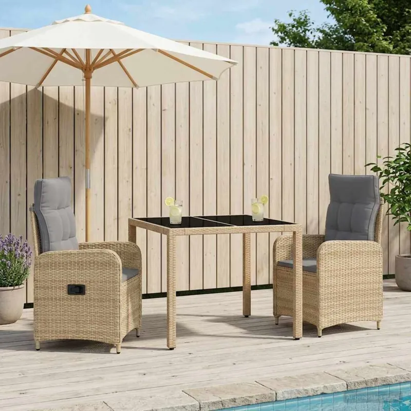 Lauko valgomojo komplektas 3 pcs Bežinė ir šviesiai pilka