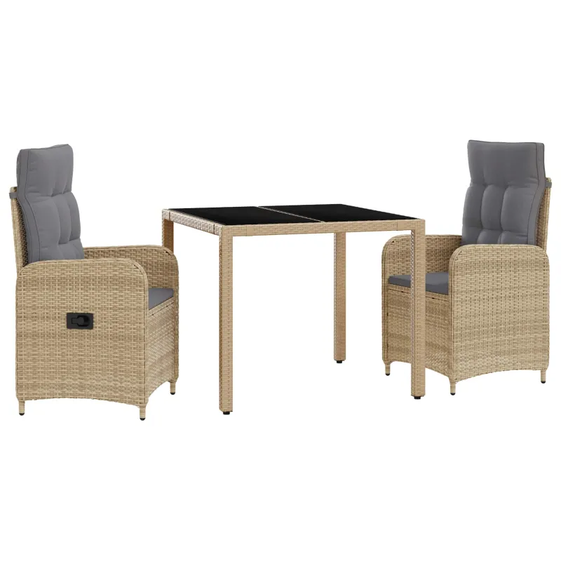 Lauko valgomojo komplektas 3 pcs Bežinė ir šviesiai pilka
