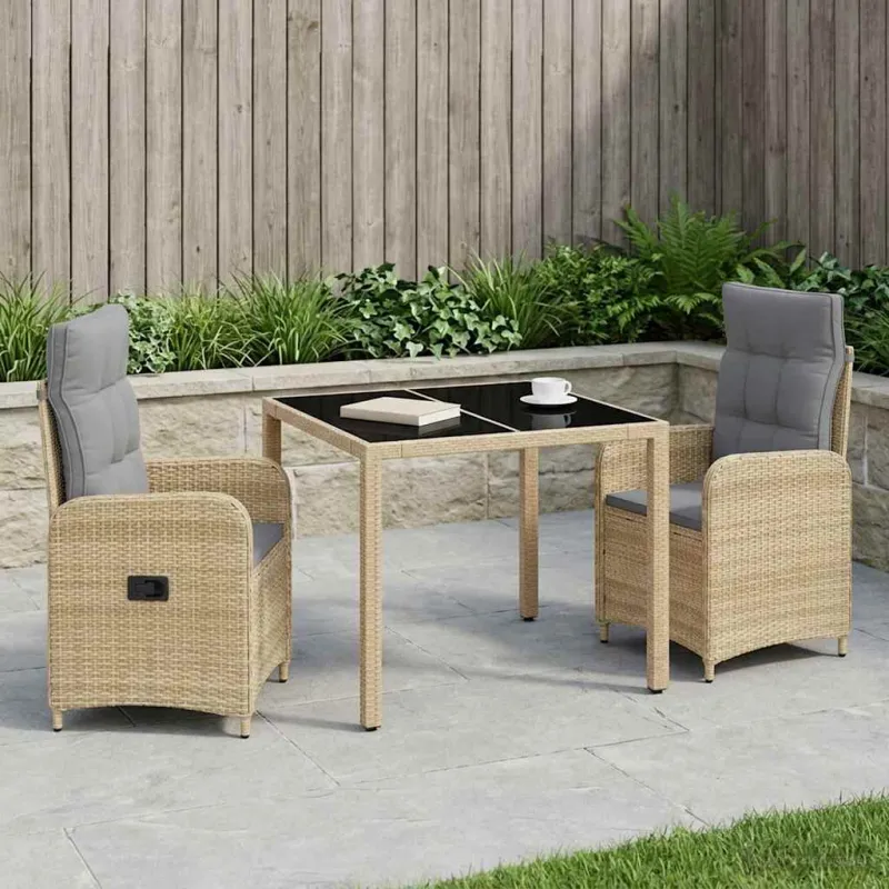 Lauko valgomojo komplektas 3 pcs Bežinė ir šviesiai pilka
