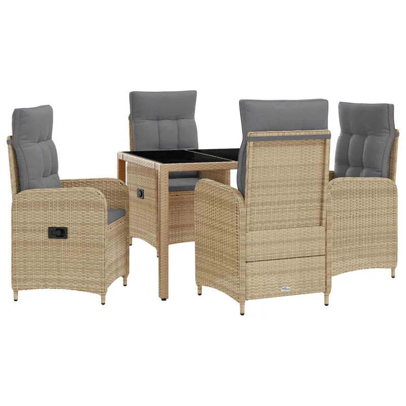 Lauko valgomojo komplektas 5 pcs Bežinė ir šviesiai pilka