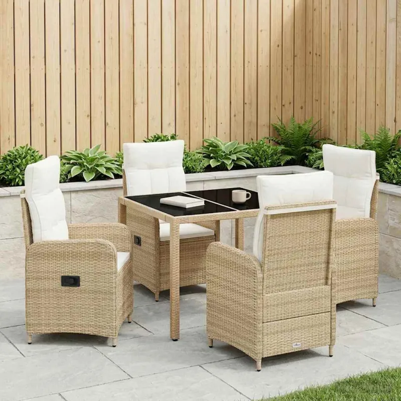 Lauko valgomojo komplektas 5 pcs Bežė ir kreminė balta