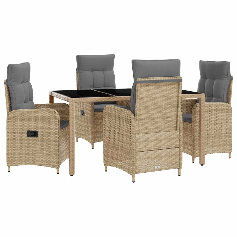 Lauko valgomojo komplektas 5 pcs Bežinė ir šviesiai pilka
