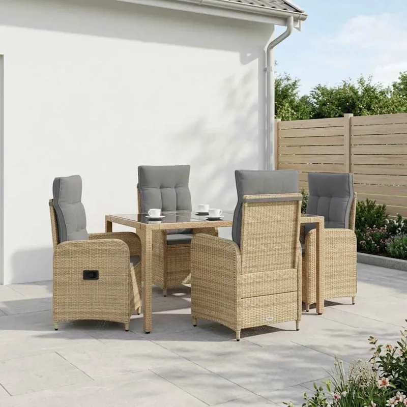 Lauko valgomojo komplektas 5 pcs Bežinė ir šviesiai pilka