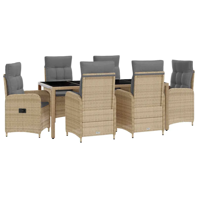 Lauko valgomojo komplektas 7 pcs Bežinė ir šviesiai pilka
