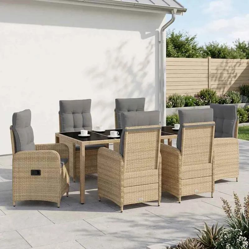 Lauko valgomojo komplektas 7 pcs Bežinė ir šviesiai pilka