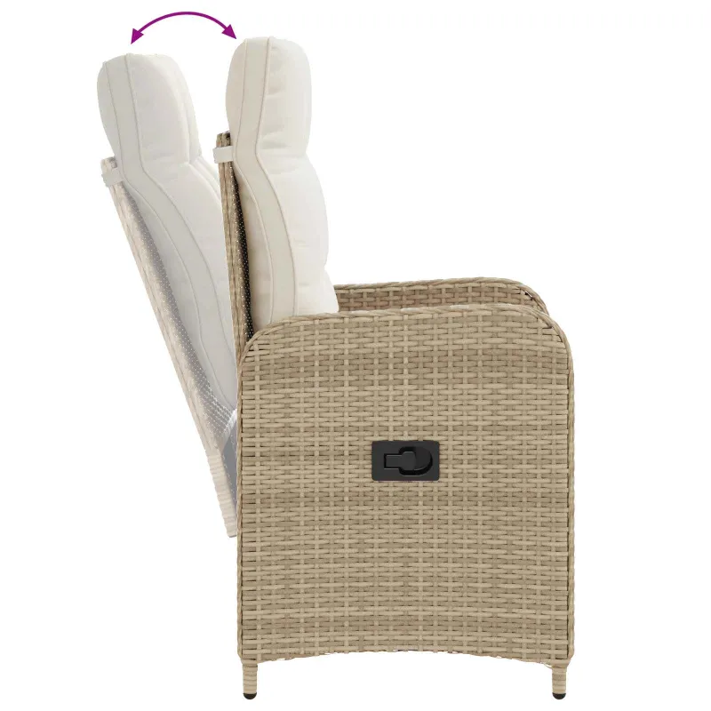 Lauko valgomojo komplektas 7 pcs Bežė ir kreminė balta