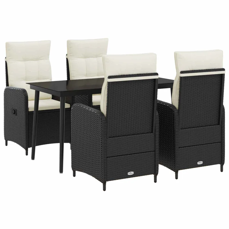 Sofa Stalo Rinkinys su pagalve 5 pcs Juoda ir kreminė balta