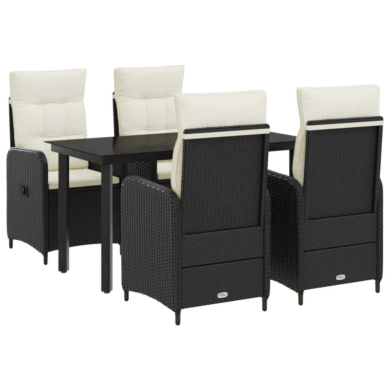 Sofa Stalo Rinkinys su pagalve 5 pcs Juoda ir kreminė balta