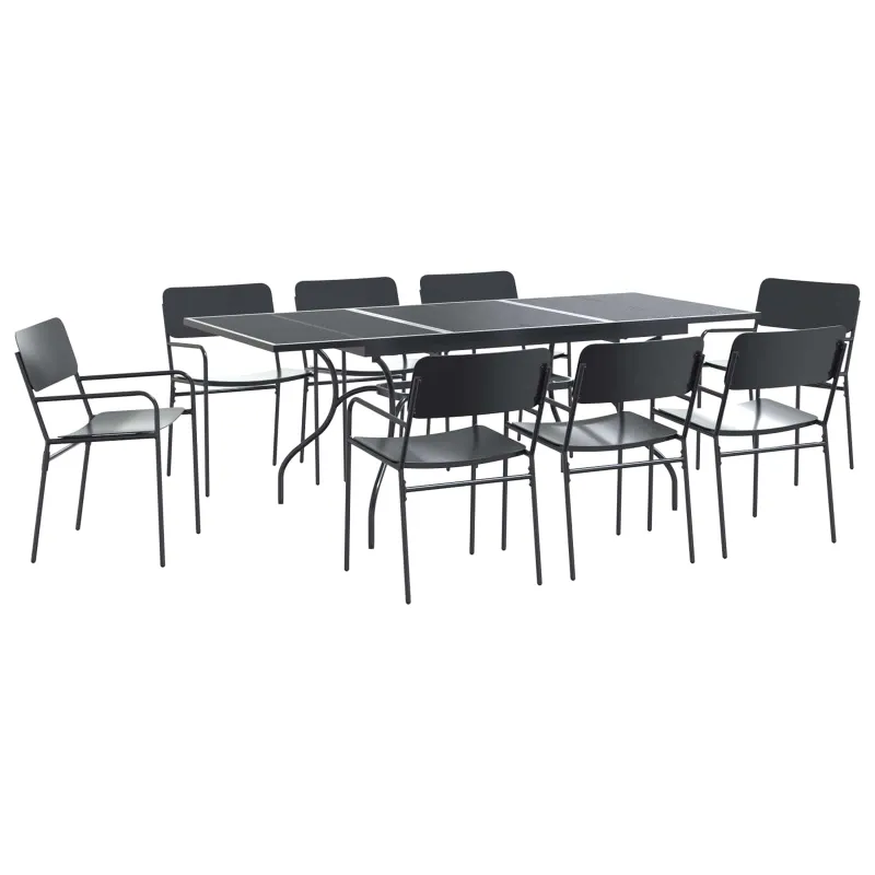 Sodo valgomojo komplektas 9 pcs Antracito Plienas