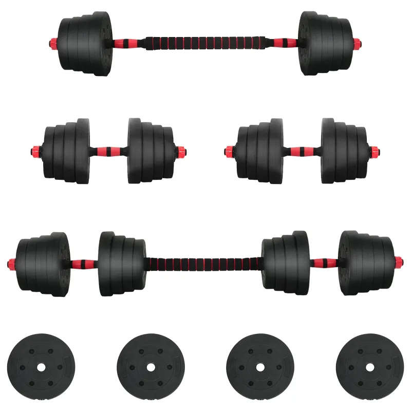 2-in-1 hantelių rinkinys 40kg Juoda ir raudona