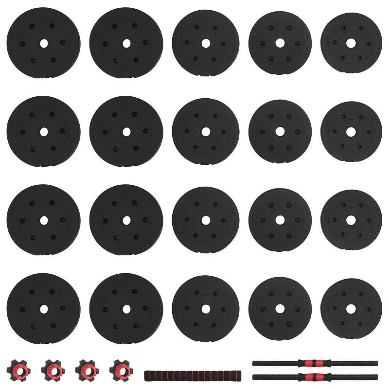 2-in-1 hantelių rinkinys 40kg Juoda ir raudona