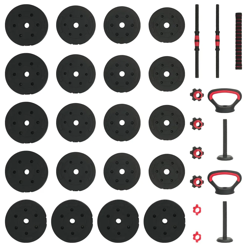 4-in-1 hantelių rinkinys 40kg Juoda ir raudona