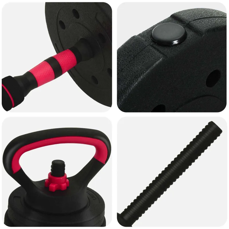 4-in-1 hantelių rinkinys 40kg Juoda ir raudona