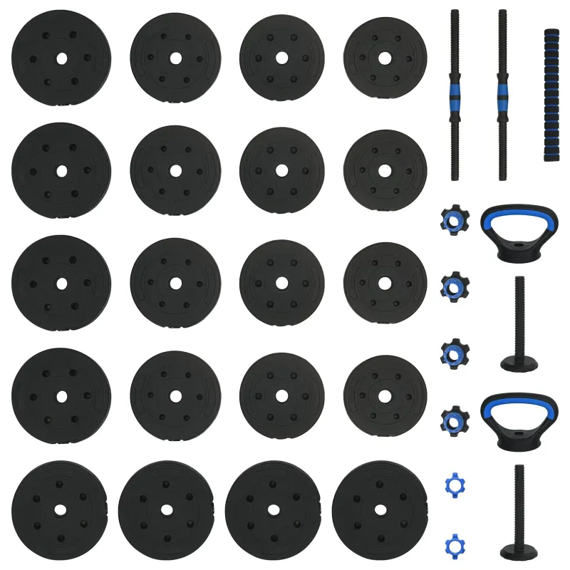 4-in-1 hantelių rinkinys 40kg Juoda ir mėlyna