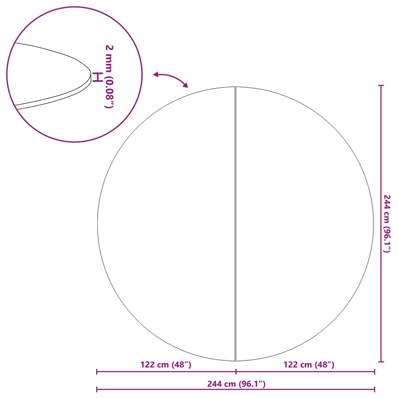 Baseino dugno plėvelė Juoda Ø 244 cm Nekintantis audinys