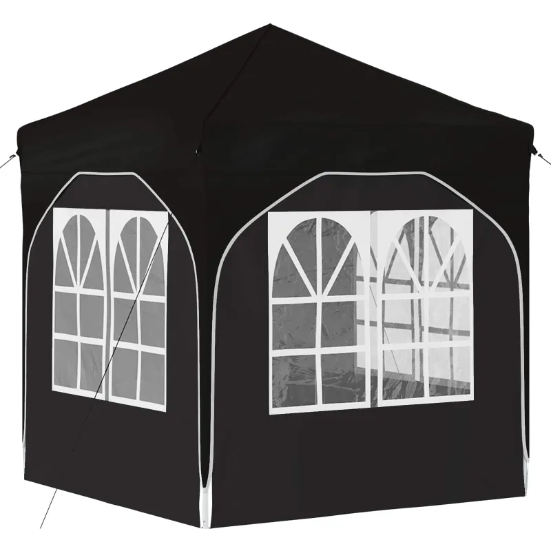 Pop-up šventinis palapinė 192 x 192 x 245 cm Juoda